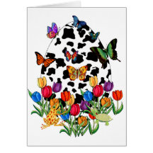 Cow Skin Easter Egg Greeting Cards