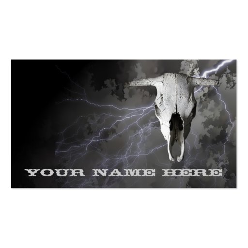 COW SKULL AND LIGHTNING BUSINESS CARD (front side)