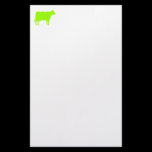 Cow Symbol - Chartreuse Green on White stationery