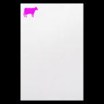 Cow Symbol - Magenta Pink on White stationery