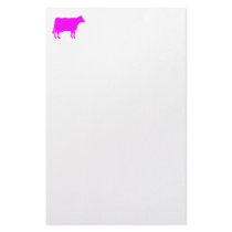 Cow Symbol - Magenta Pink on White Personalized Stationery