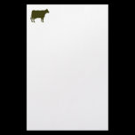 Cow Symbol - Murky Green on White stationery