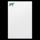 Cow Symbol - Ocean Green on White stationery