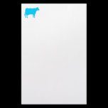 Cow Symbol - Sky Blue on White stationery