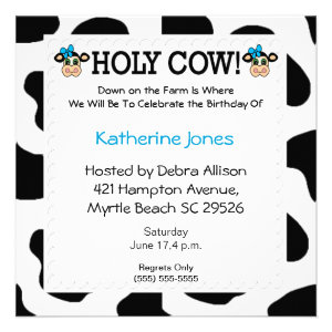 Cow Theme Kids Birthday Invitation