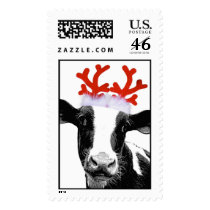 Cow with Reindeer Antlers Postage