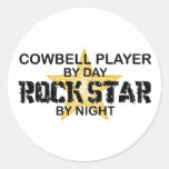 Cowbell Player Rock Star by Night Round Stickers