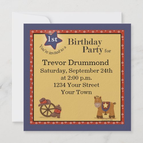 Cowboy 1st Birthday Invitation invitation