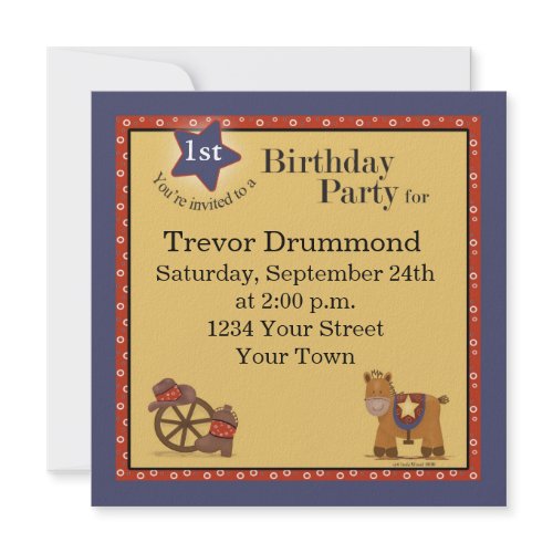 Cowboy 1st Birthday Invitation invitation