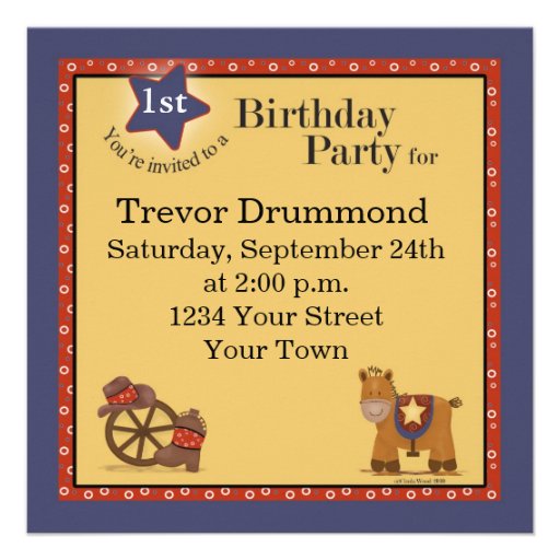 Cowboy 1st Birthday Invitation