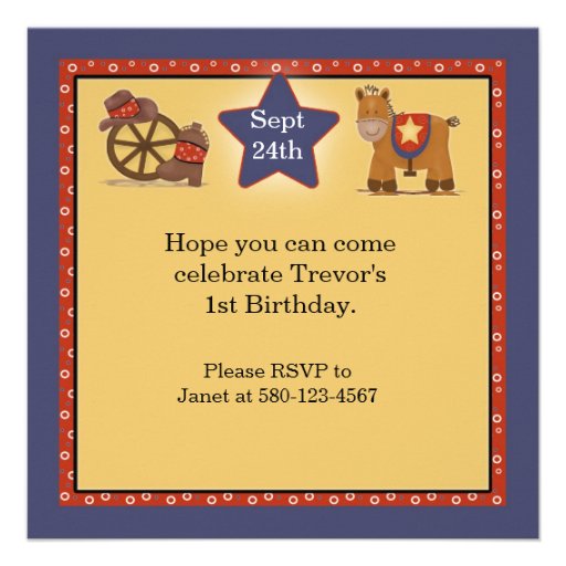 Cowboy 1st Birthday Invitation