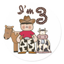 Cowboy 3rd Birthday stickers by Kewlkids Cowboy 3rd Birthday stickers