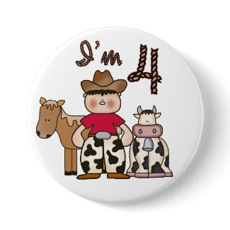 Cowboy 4th Birthday button