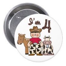 Cowboy  4th Birthday Pinback Buttons