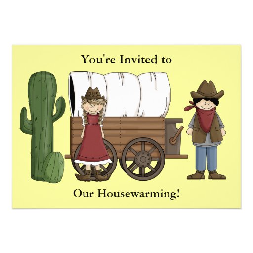 Cowboy and Cowgirl Housewarming - Western Personalized Invites (front side)