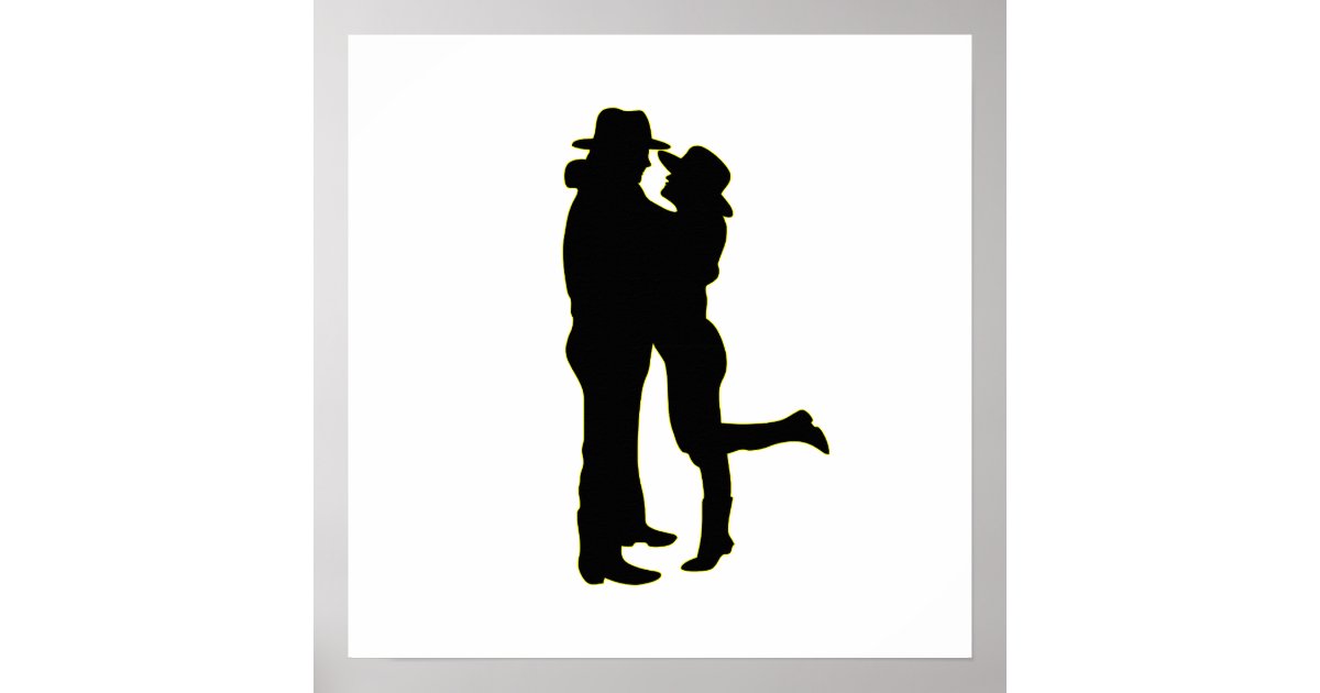 Cowboy And Cowgirl In Love Silhouette Poster Zazzle 3000