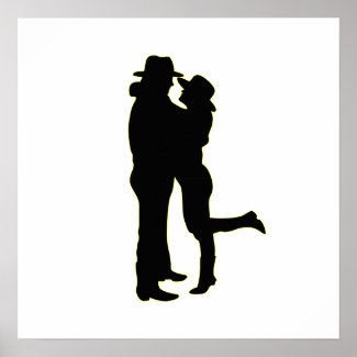 Cowboy and Cowgirl in Love Silhouette