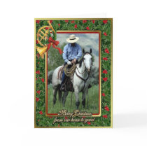 Cowboy And Quarter Horse Blank Christmas Card