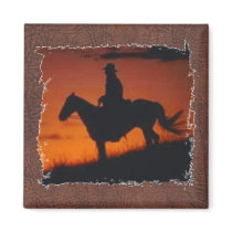 Cowboy at Sunset by Amanda magnets by chysshirts Cowboy at Sunset by Amanda magnets