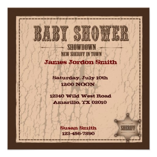 Cowboy Baby Invitation Square