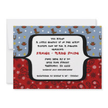 Cowboy Baby Shower Invitation Bandana Red Blue