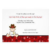 Cowboy Baby Shower Invitation Red Bandana