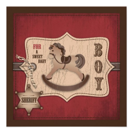 Cowboy Baby Square Personalized Invitations