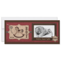 Cowboy Baby Tall Announcement Card