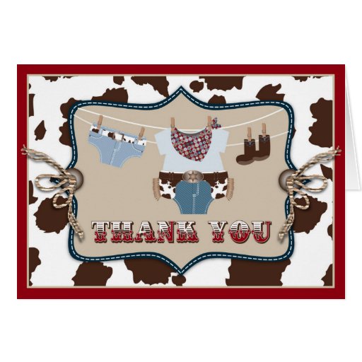 Cowboy Baby Western Thank You Card | Zazzle