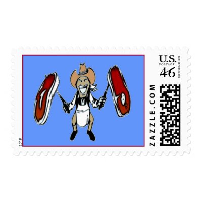 Cowboy BBQ Postage by deesbasenjis