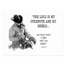 COWBOY: BIBLE: STRENTGH, SHIELD: PENCIL REALISM POSTCARDS