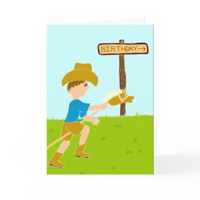 Cowboy Birthday Party Invitation Greeting Cards by BirthdayStampStore
