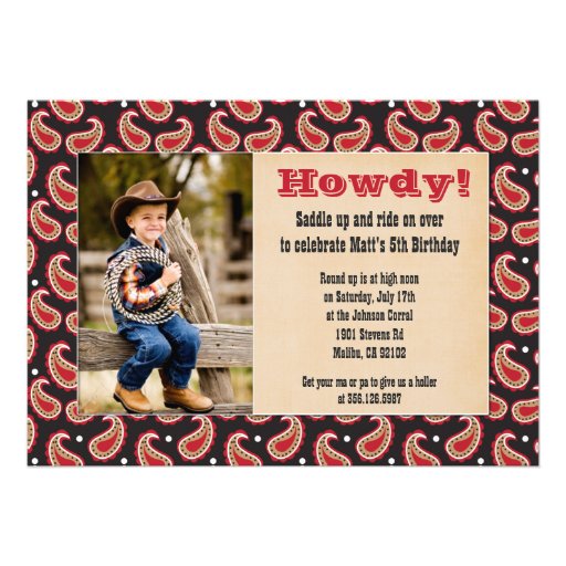 Cowboy Birthday Party Invitation with Photo