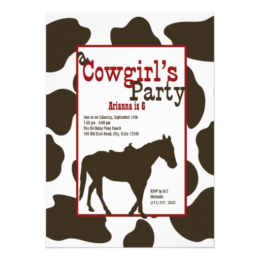 Cowboy Birthday Party Personalized Invites