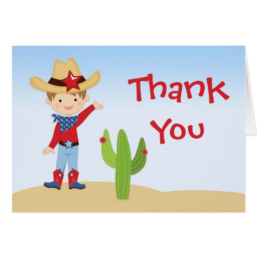 Cowboy Birthday Party Thank You Card Zazzle