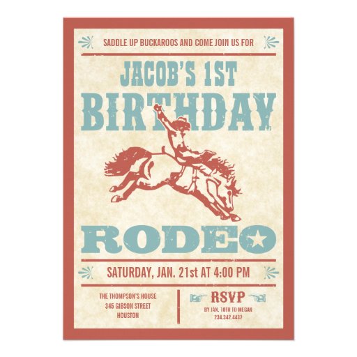 Cowboy Birthday Rodeo Party Invitations (front side)
