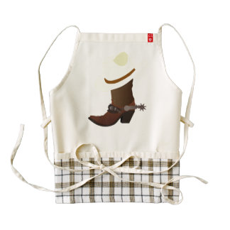 Cowboy boot and hat illustration zazzle HEART apron