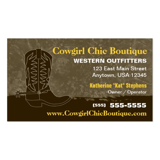 Cowboy Boot Business Card (front side)