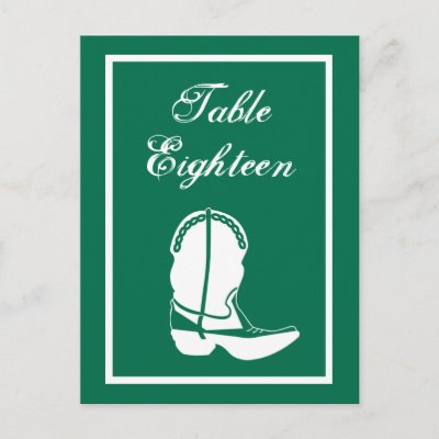 Cowboy Boot Table Numbers