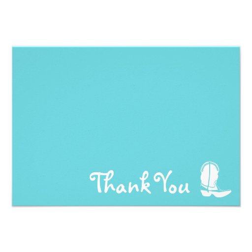 Cowboy Boot Thank You Note Cards (Teal)