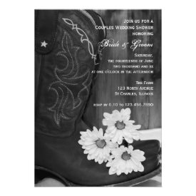 Cowboy Boots and Daisies Couples Wedding Shower Personalized Invites