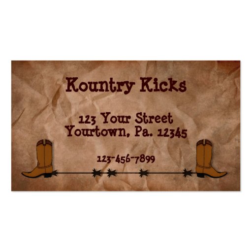 Cowboy Boots Business Card (front side)