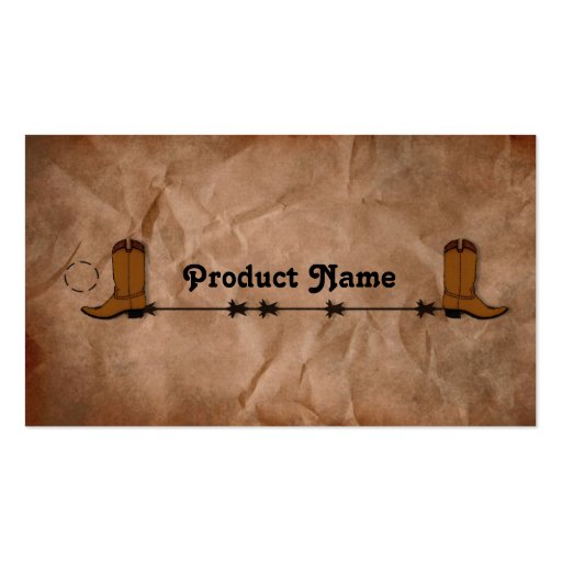Cowboy Boots Hang Tag Business Card Templates (front side)