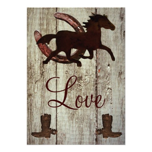 Cowboy Boots Horse Horseshoe Wedding Invitations
