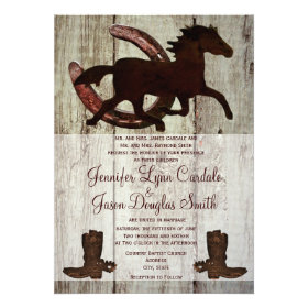 Cowboy Boots Horse Horseshoe Wedding Invitations