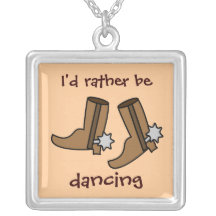 Cowboy Boots Rather be Dancing Country Western Custom Necklace