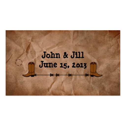 Cowboy Boots Wedding Favor Hang Tag Business Card Templates (front side)