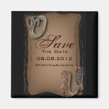 Cowboy Boots Western Country SaveTheDate Refrigerator Magnets