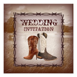 Cowboy Boots Western Country Wedding Invitation