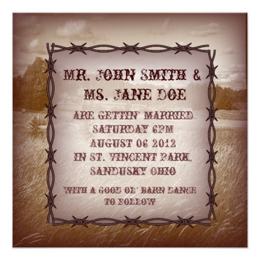 Cowboy Boots Western Country  Wedding Invitation